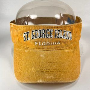 St George Island Florida Sun Visor Hat Cap Strap Back ESY Yellow Souvenir Mens